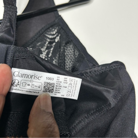 Glamorise Elegant Black Lace Women's Bra with Adjustable Straps Size 48F. - Picture 10 of 13